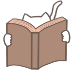 本を読む白猫のイラスト