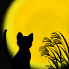 ２０１５年の中秋の名月は９月２７日！お月見をする黒猫のフリーイラスト