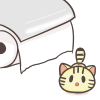 危険な香り…トイレットペーパーを見つめる子猫のフリーイラスト（茶トラ）